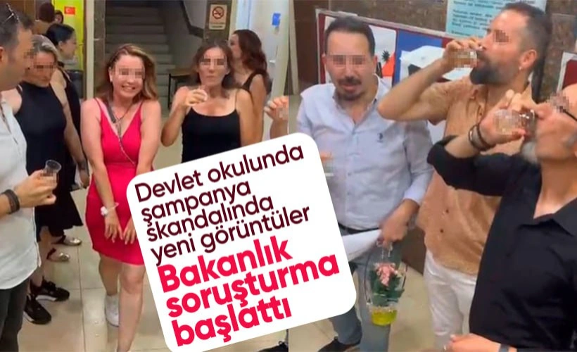 Devlet okulunda şampanya patlatmışlardı Soruşturma açıldı