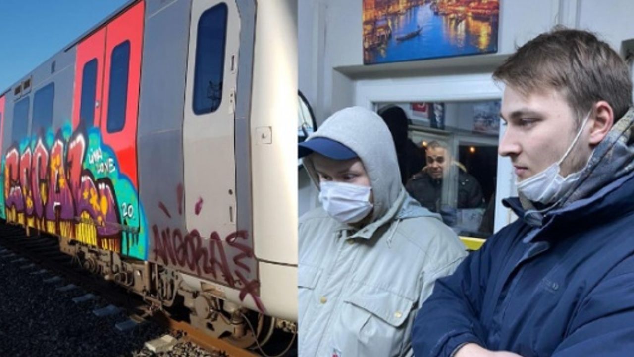 Başkent'te tren vagonlarını boyayan iki Rus yakalandı