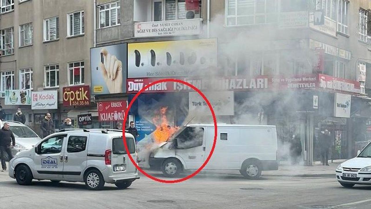 Ankara’da para nakil aracı, alev alev yandı