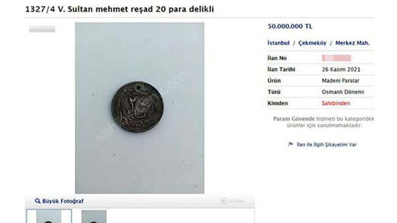 Osmanlı paraları internette milyonlarca liraya satışta