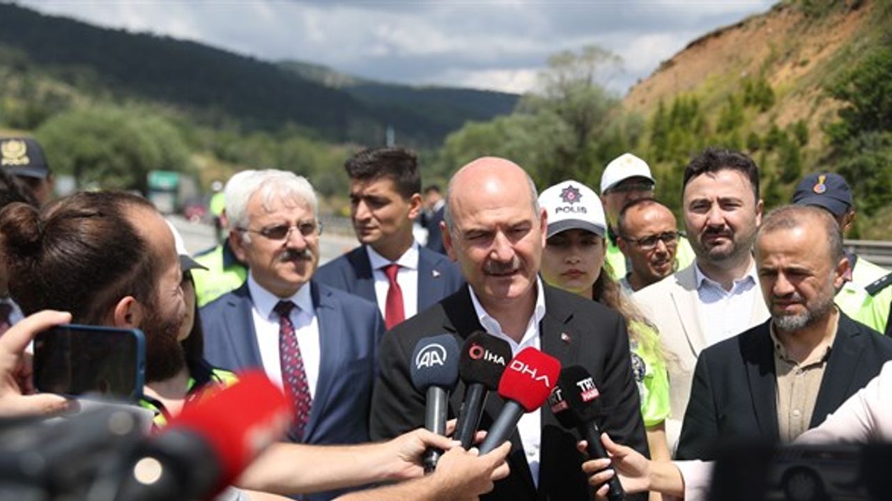 İçişleri Bakanı Soylu, Bolu'daki Karadeniz Bağlantı Yolu'nda denetime katıldı