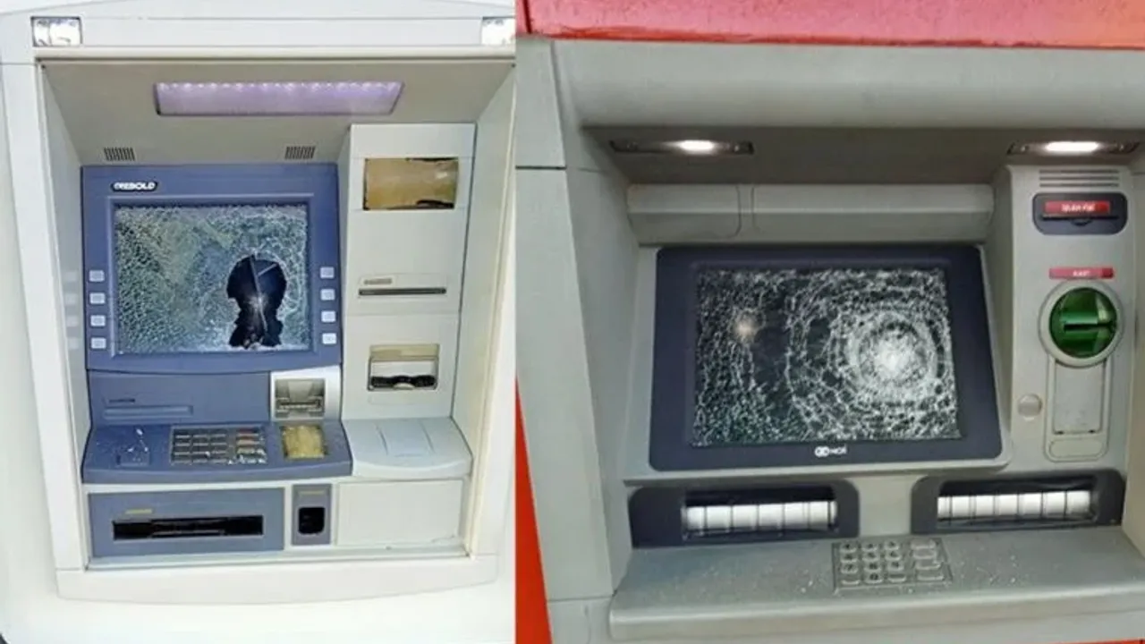 3’üncü kez ATM’lere saldırdı, çekiç ile tek tek kırdı