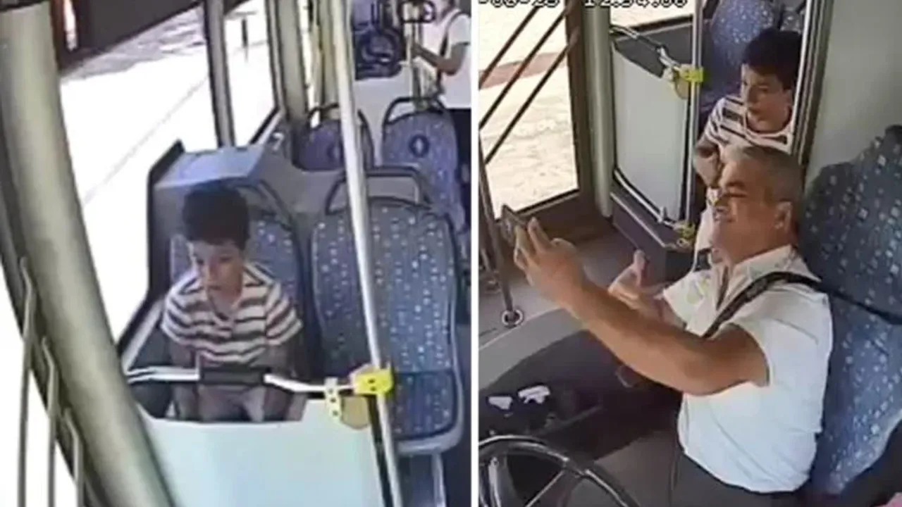 Çocuk telefonla oynamaya dalınca ailesi otobüste unuttu