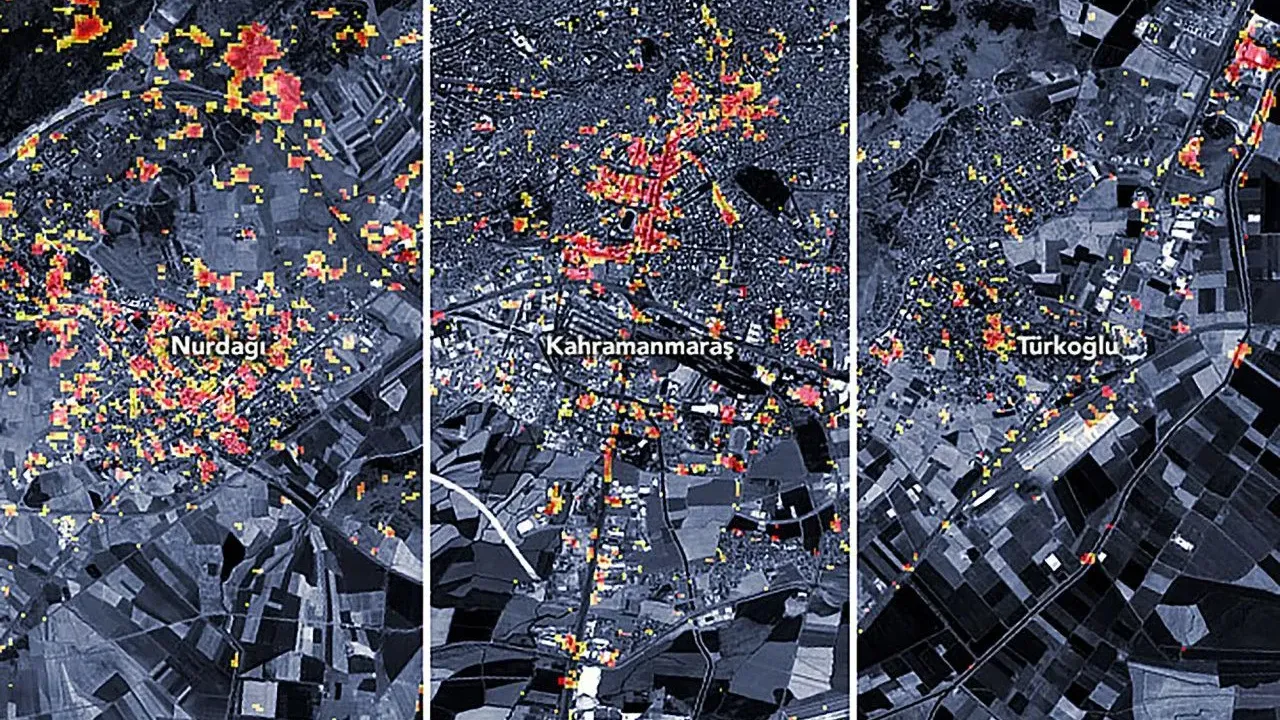 NASA Kahramanmaraş depremini gösteren uydu haritasını paylaştı