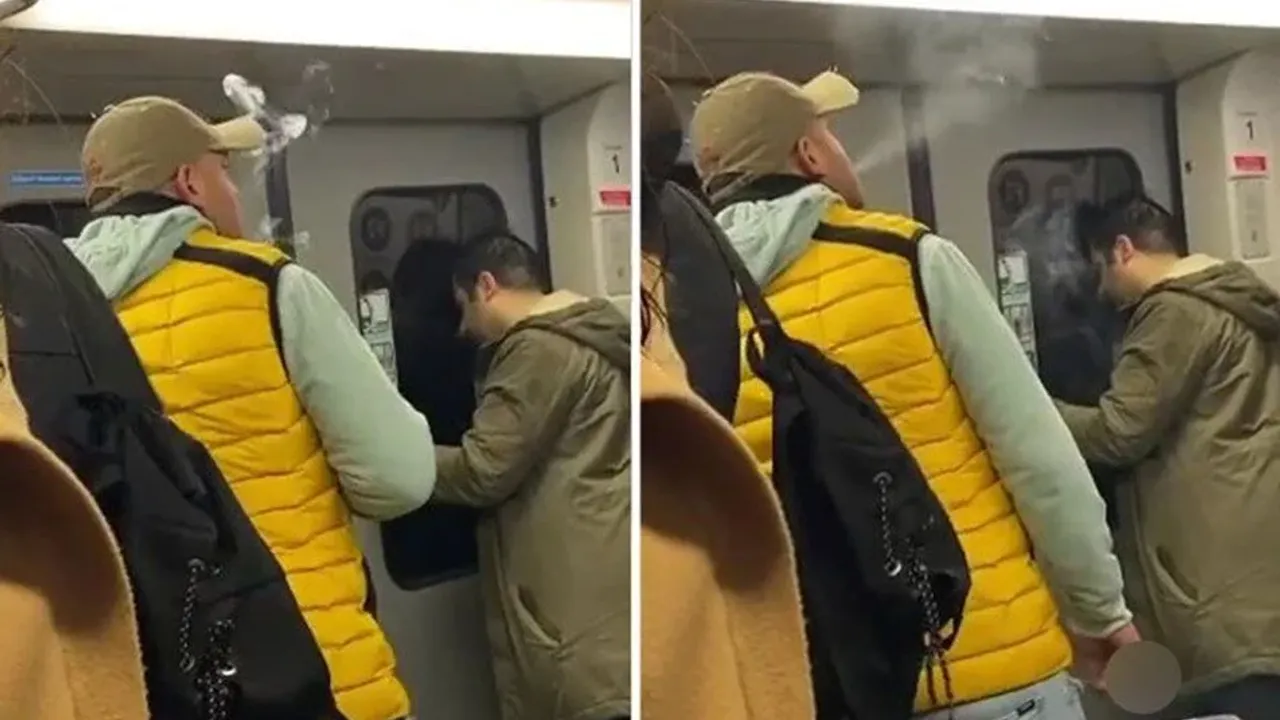 Metroda sigara içip ortalığı karıştırdı!