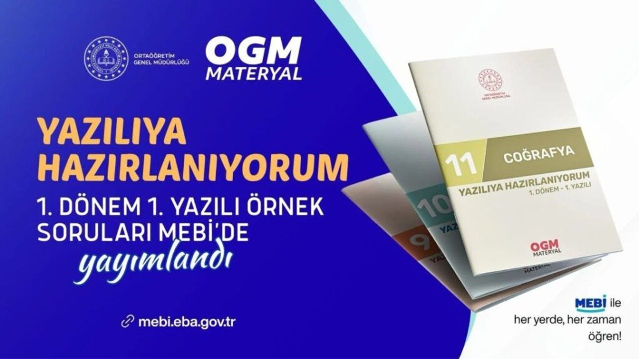 MEB, 9, 10 ve 11. Sınıflar İçin 1. Dönem 1. Yazılı Örnek Sorularını Yayımladı