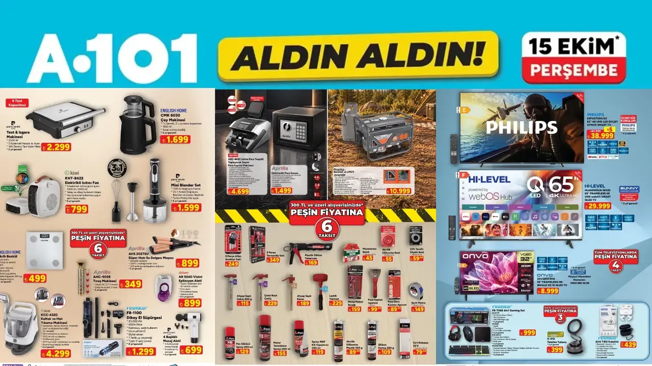 A101 15 Ekim Perşembe 2026 Perşembe Aktüel Ürünler Kataloğu Yayımda!