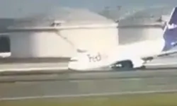 İstanbul Havalimanı'nda kargo uçağı gövdesi üzerine indi