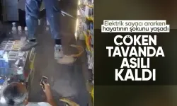 Elektrik sayacını ararken dehşeti yaşadı: Çöken tavanda asılı kaldı