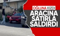 Arnavutköy'de bir kadın oğluna kızıp, aracına satırla saldırdı