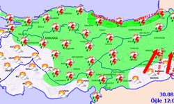 Meteorolojiden bugün için fırtına ve yağış uyarısı! 30 Ağustos Pazar Meteoroloji Haritalı Hava Tahmini