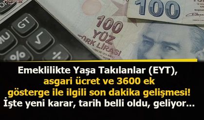 Emeklilikte Yaşa Takılanlar (EYT), asgari ücret ve 3600 ek gösterge ile ilgili son dakika gelişmesi! İşte yeni karar, tarih belli oldu, geliyor...