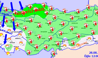 Meteorolojiden yarın için kuvvetli yağış uyarısı! 28 Ağustos Cuma Meteoroloji Haritalı Hava Tahmini