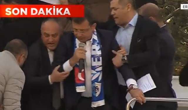 Son Dakika! Erzurum'daki İmamoğlu'nun mitingde olaylar çıktı, İmamoğlu'na ve mitinge gelenlere taş atılıyor