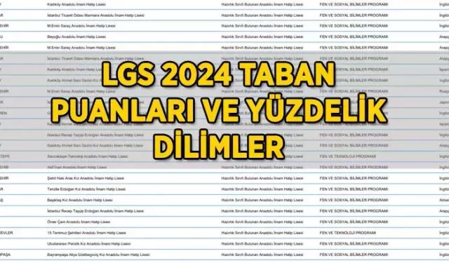 Lise Yüzdelik Dilimler ve Taban Puanları 2024: İstanbul, Ankara, İzmir Anadolu ve Fen Liseleri Taban Puanları