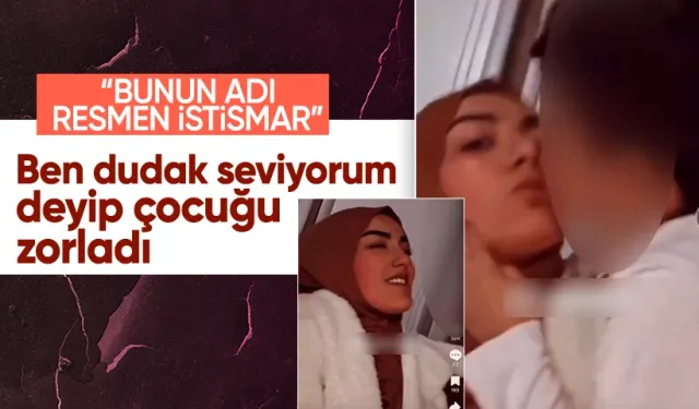 TikTok'ta "Ben dudak seviyorum" deyip çocuğu dudağından öptüren kadına tepki yağıyor