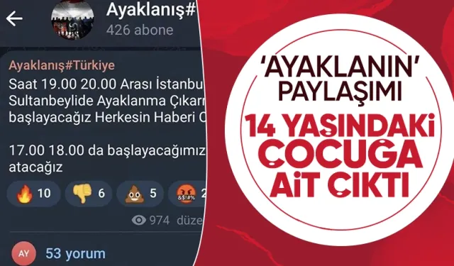 'Ayaklanma Çıkarmaya Başlayacağız' Paylaşımı 14 Yaşındaki Çocuğa Ait Çıktı