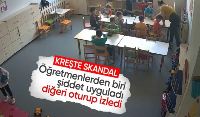 Bandırma Belediyesi'ne ait kreşteki skandal, güvenlik kamerasına yansıdı