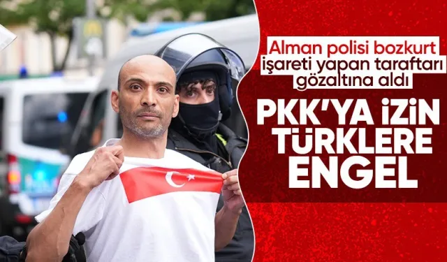 Bu korku size yeter! Alman polisinden taraftarlara bozkurt işareti müdahalesi