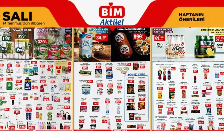 BİM Aktüel'de kaçırılmayacak indirimler! BİM 14 Temmuz 2026 Salı Aktüel
