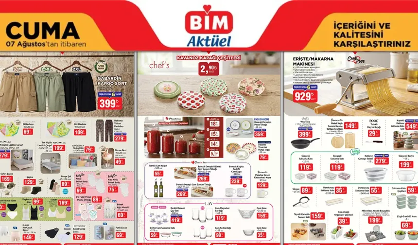 BİM 7 Ağustos 2026 Cuma Aktüel Ürünler Kataloğu