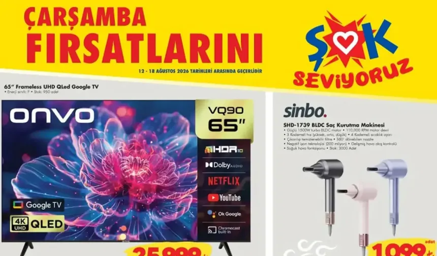 ŞOK 12 Ağustos 2026 Çarşamba Fırsatları Aktüel Ürünler Kataloğu