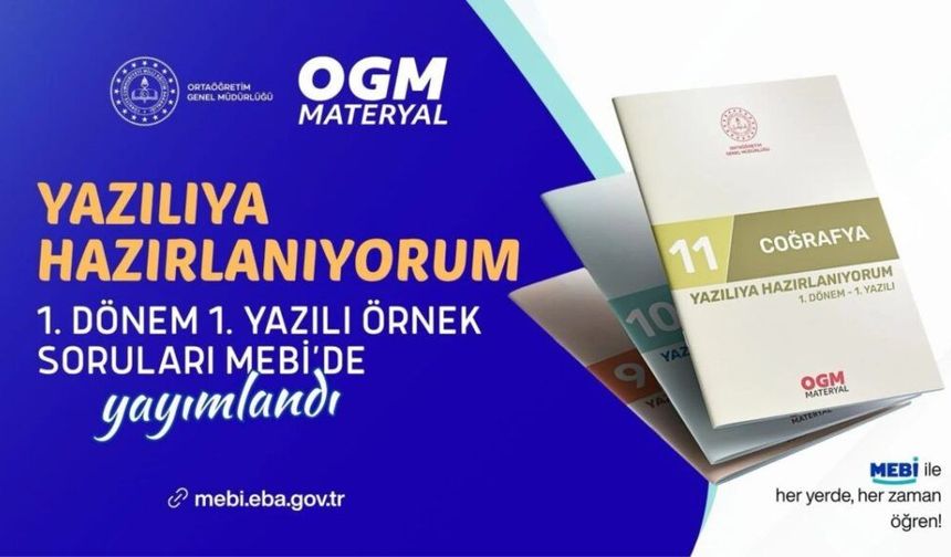 MEB, 9, 10 ve 11. Sınıflar İçin 1. Dönem 1. Yazılı Örnek Sorularını Yayımladı