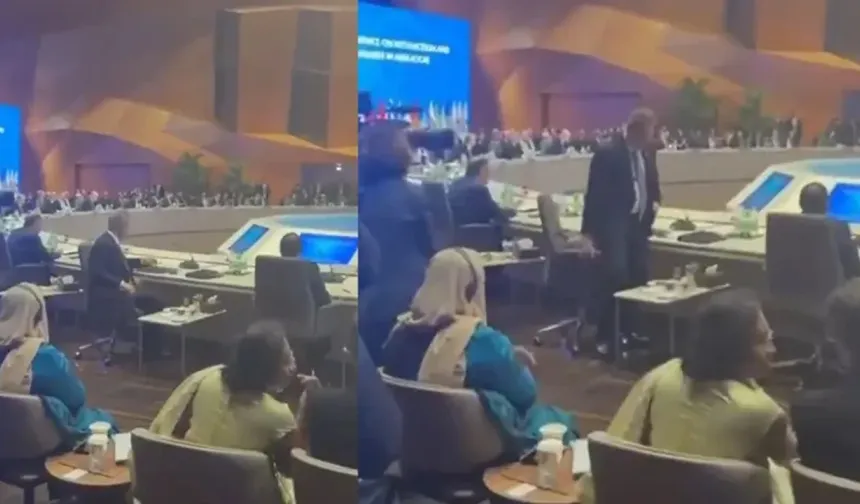 Herzog konuşmaya başladı, Hakan Fidan salonu terk etti