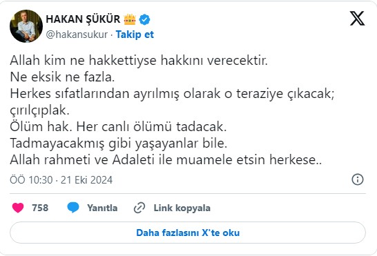 Hakan Şükür Tweet