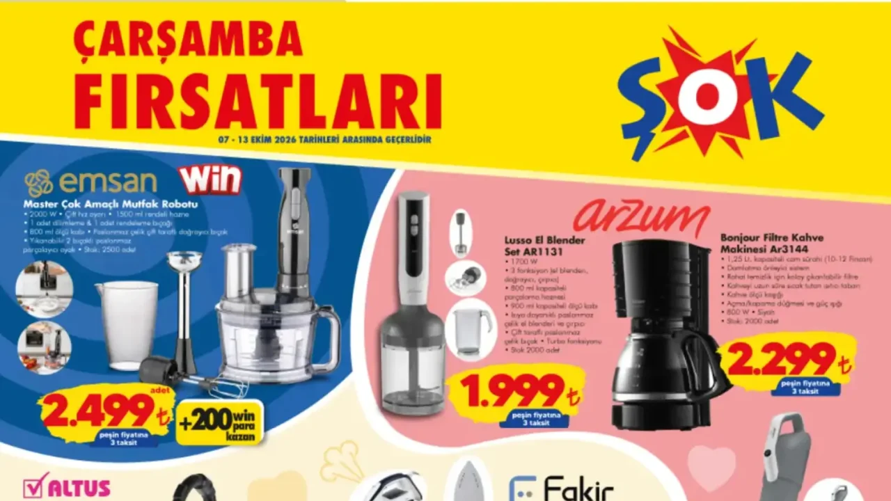 ŞOK 7 Ekim 2026 Çarşamba Fırsatları Aktüel Ürünler Kataloğu Yayımda!